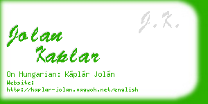 jolan kaplar business card